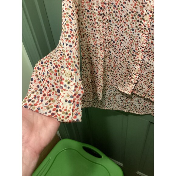 Kirra Womens Sz M Multicolor Pintuck Semi Sheer 3/4 Sleeve Blouse Peasant Fairy - Picture 6 of 10